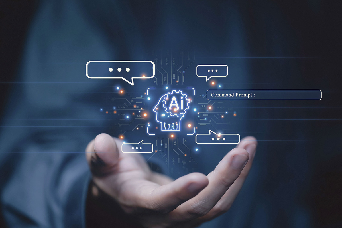 A futuristic depiction of artificial intelligence enhancing content creation through advanced technology and innovation