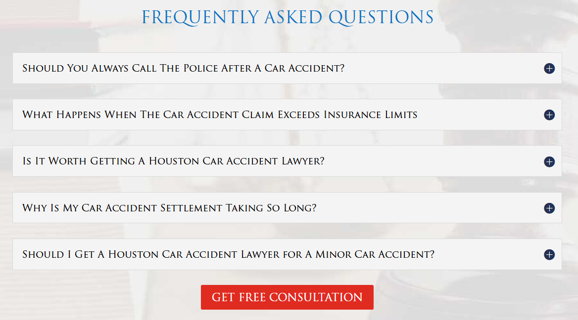 A screenshot of a Comprehensive Frequently Asked Questions