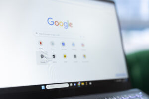 Google Search Engine on a Laptop Screen