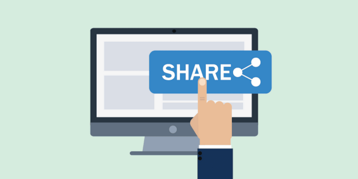 Illustration of a finger tapping the enlarged share button