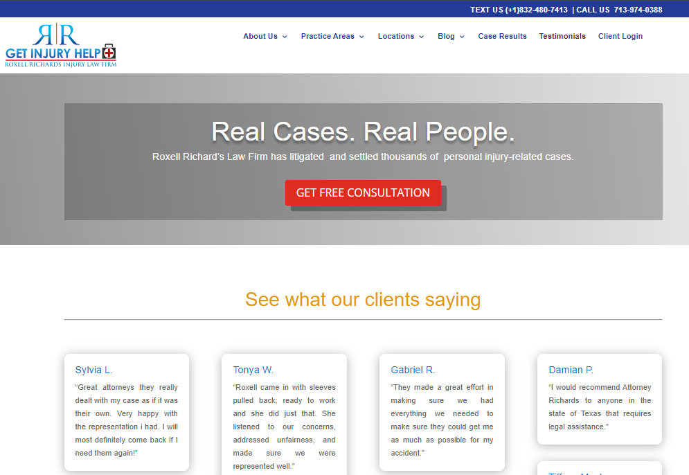 Screenshot of a Testimonial Page shows the power of testimonials