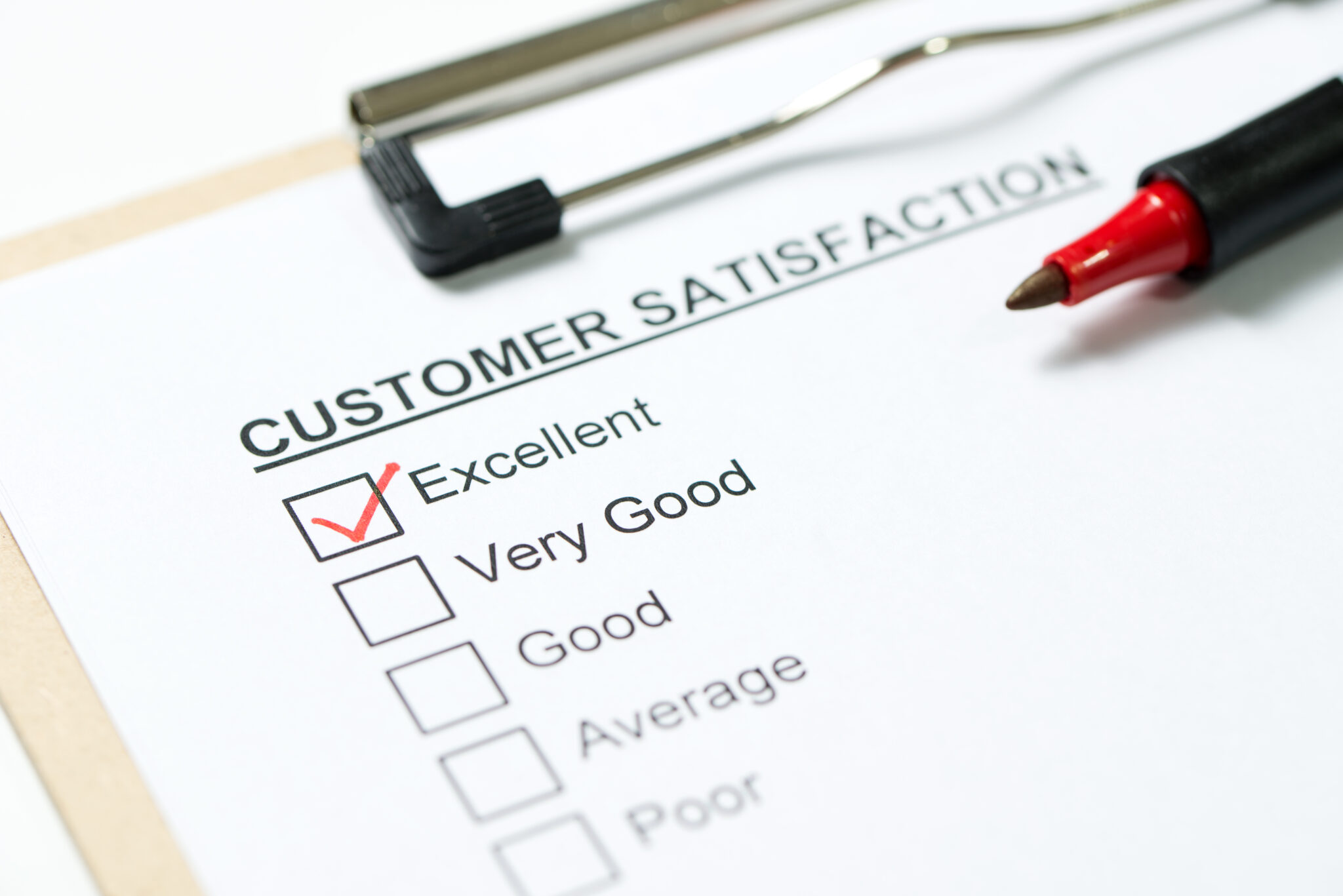 Customer satisfaction survey form with ‘Very Good’ checked, illustrating feedback for local businesses in Google’s Map Pack