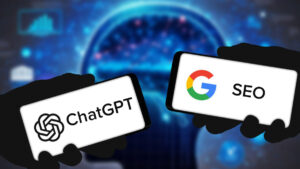 Computer screen displaying ChatGPT interface, used for generating SEO prompts and optimizing digital content