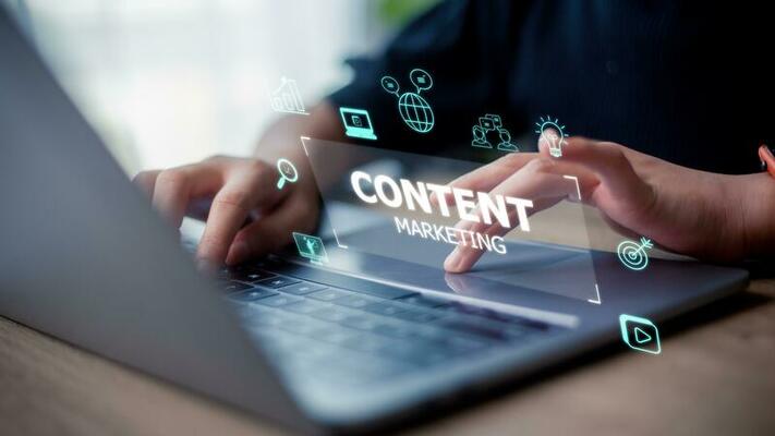 content market digital content marketing strategy visual with analytics and publishing icons