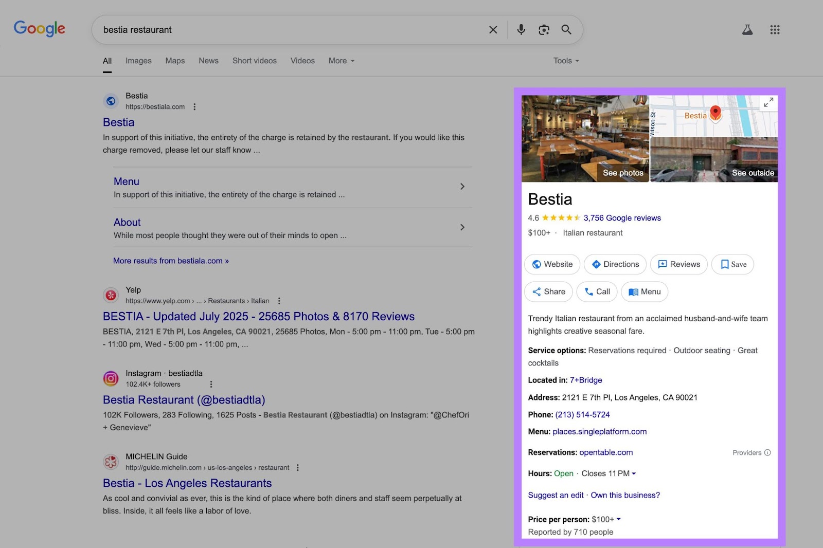 Google search results page featuring a local business knowledge panel, illustrating local SEO, Google Business Profile optimization, local search visibility, online business listings, and improving local search rankings.